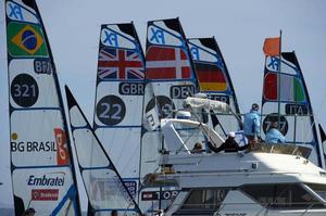 49erFX medal race start - 2014 ISAF Sailing World Cup Hyeres photo copyright Franck Socha taken at  and featuring the  class
