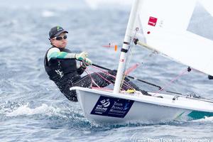 Ashley Stoddart on the water at the 2014 ISAF Sailing World Cup Hyeres photo copyright Thom Thow Photography taken at  and featuring the  class