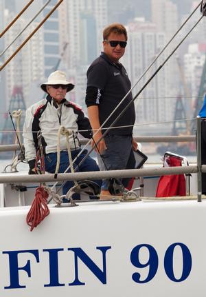 Rolex China Sea Race 2014. Syd Fischer on board Ragamuffin 90. photo copyright  RHKYC/Guy Nowell http://www.guynowell.com/ taken at  and featuring the  class