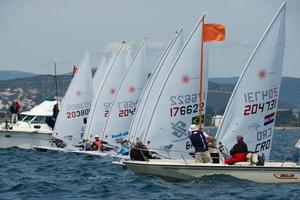 Laser Standard medal race - 2014 ISAF Sailing World Cup Hyeres photo copyright Franck Socha taken at  and featuring the  class