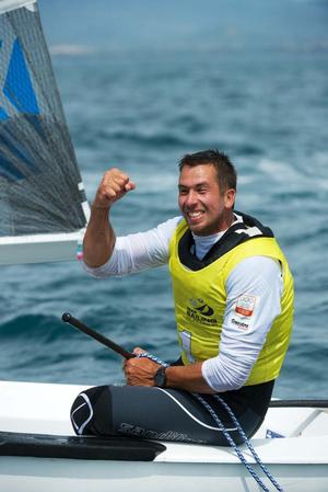 Pieter-Jan Postma, Finn medal race - 2014 ISAF Sailing World Cup Hyeres photo copyright Franck Socha taken at  and featuring the  class