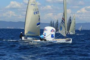 Pieter-Jan Posta in action in the Finn fleet on day 3 of the ISAF Sailing World Cup Hyeres photo copyright Thom Touw http://www.thomtouw.com taken at  and featuring the  class