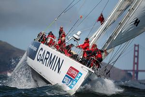 Team Garmin at the start of Race 11 in San Francisco - Clipper Race PSP Logistics Panama 100 Cup photo copyright Abner Kingman http://www.kingmanphotography.com taken at  and featuring the  class