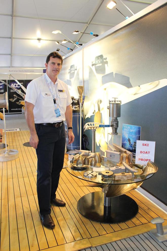 Ross Cameron shows the sturdy and beautiful propellor coffee table - a must for boaties' offices! © Jeni Bone
