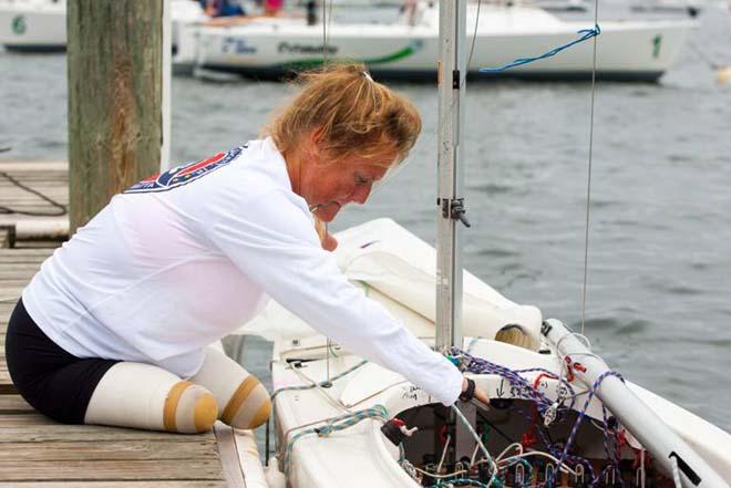 Canadian 2.4mR sailor, Tracy Schmitt, preparing to leave the dock ©  Clagett/Thornton Cohen.