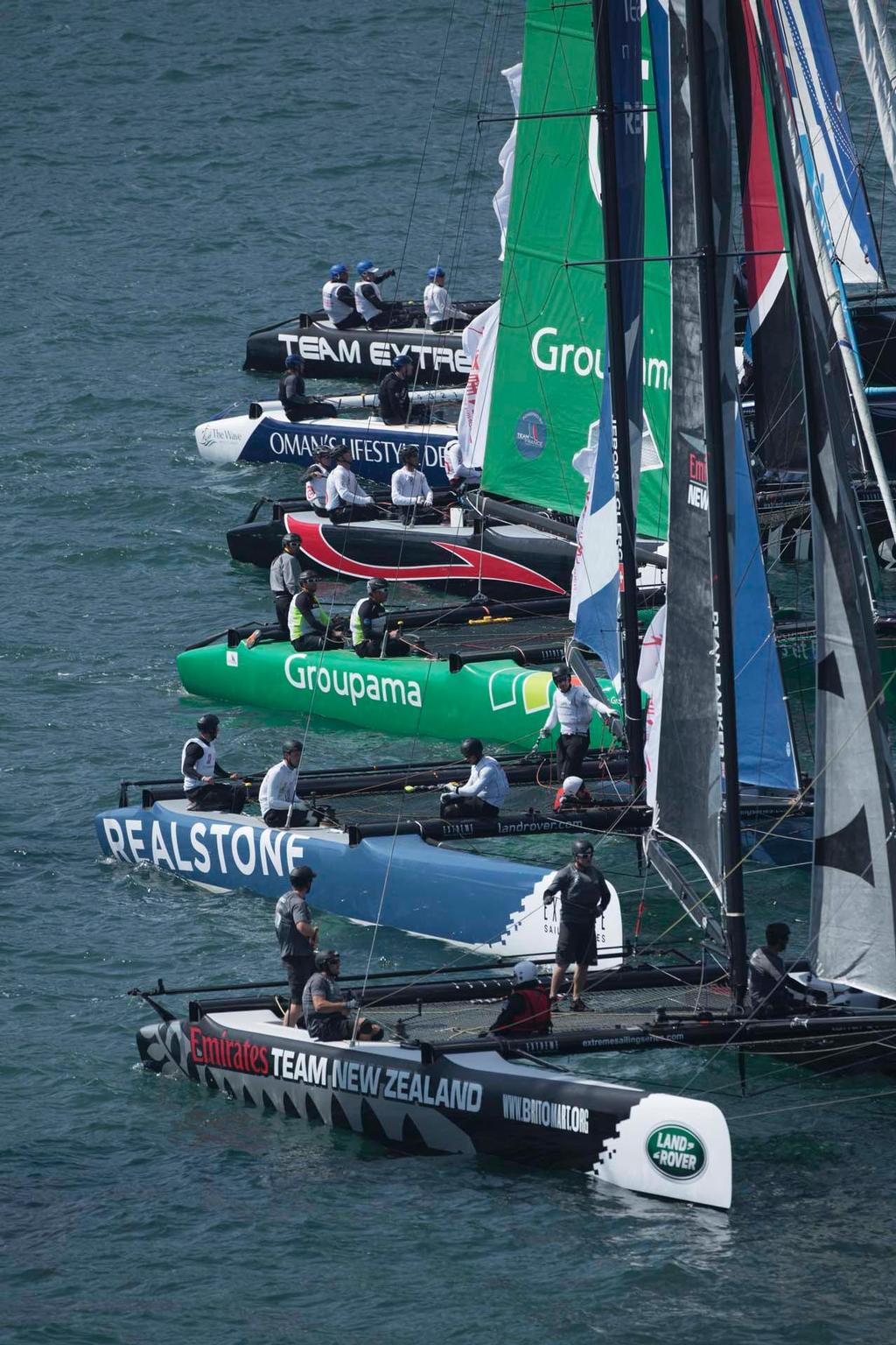 The close reaching starts caught most of the fleet out, with starting penalties dished out during almost every race - 2014 Extreme Sailing Series Act 3 photo copyright Lloyd Images/Extreme Sailing Series taken at  and featuring the  class