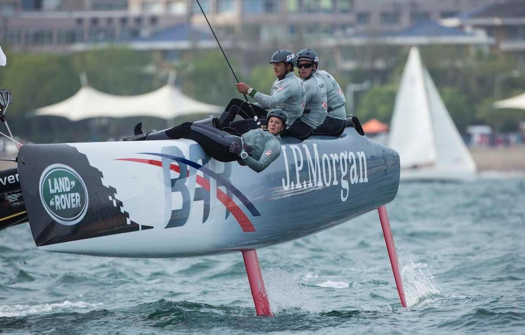 The British team J.P. Morgan BAR took their first race win in Qingdao on day 3 - 2014 Extreme Sailing Series Act 3 photo copyright Lloyd Images/Extreme Sailing Series taken at  and featuring the  class