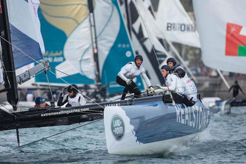 Realteam were cool, calm and collected on the stadium racecourse and head into the final day in second place - 2014 Extreme Sailing Series Act 3 photo copyright Lloyd Images/Extreme Sailing Series taken at  and featuring the  class