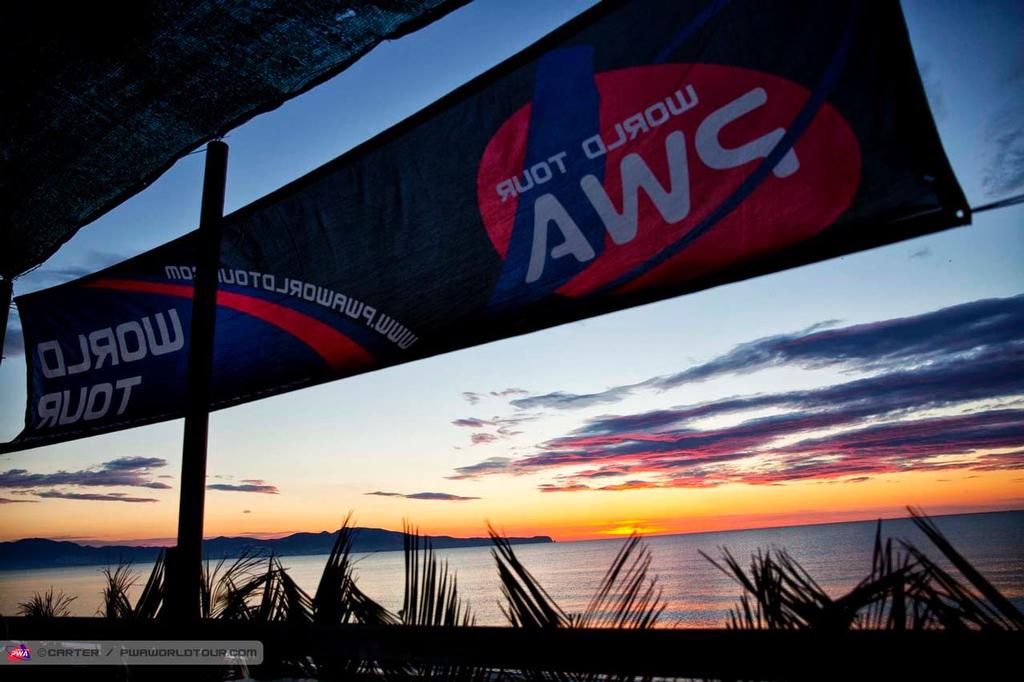 Another amazing sunrise for the PWA - 2014 PWA Catalunya World Cup photo copyright  Carter/pwaworldtour.com http://www.pwaworldtour.com/ taken at  and featuring the  class