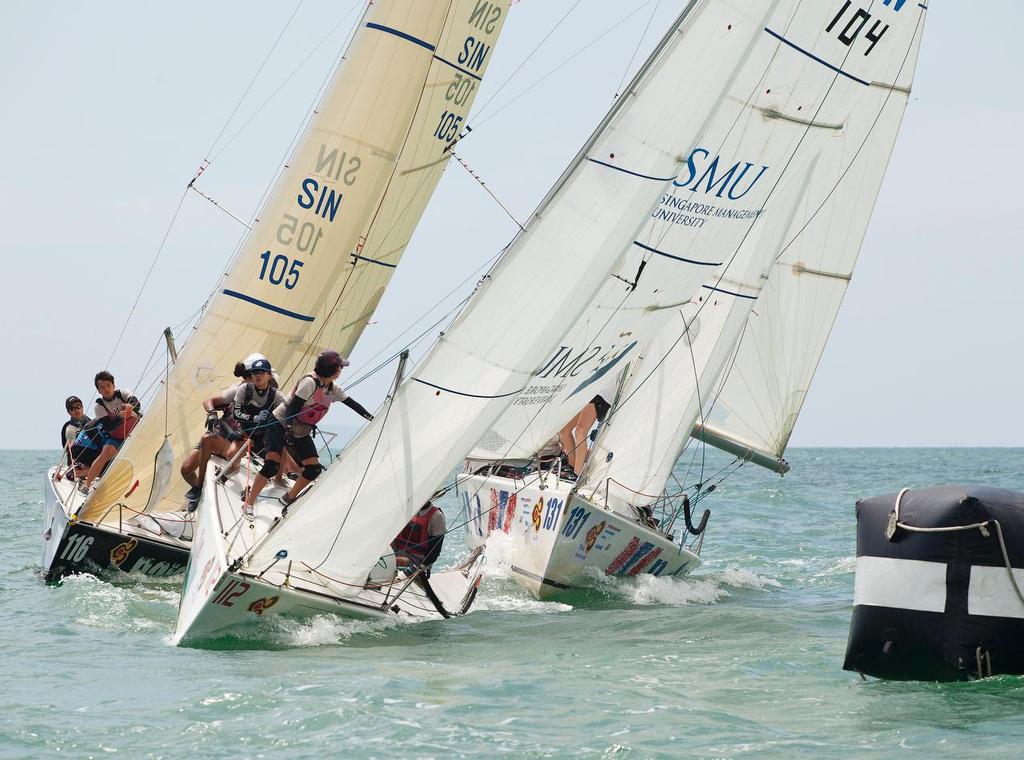 TOP OF THE GULF REGATTA 2014 - is there room for the Platu on the inside? (answer - there wasn't) photo copyright Guy Nowell/Top of the Gulf taken at  and featuring the  class