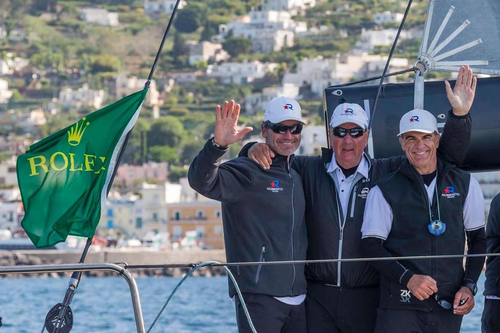 Roberto Tomasini Grinover with tactician Paul Cayard and strategist Tommaso Chieffi. 2014 Rolex Capri Sailing Week, Volcano Race photo copyright  Rolex / Carlo Borlenghi http://www.carloborlenghi.net taken at  and featuring the  class
