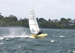 A lot of spray - Weta Sailing on Lake Pupuke on a big day photo copyright Miranda Powrie taken at  and featuring the  class