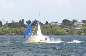 Where is Chris - Weta Sailing on Lake Pupuke on a big day photo copyright Miranda Powrie taken at  and featuring the  class