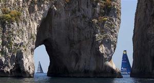 2014 Rolex Capri Sailing Week - Esimit Europa 2 was first to pass the famous Faraglioni Islands. photo copyright  Rolex / Carlo Borlenghi http://www.carloborlenghi.net taken at  and featuring the  class