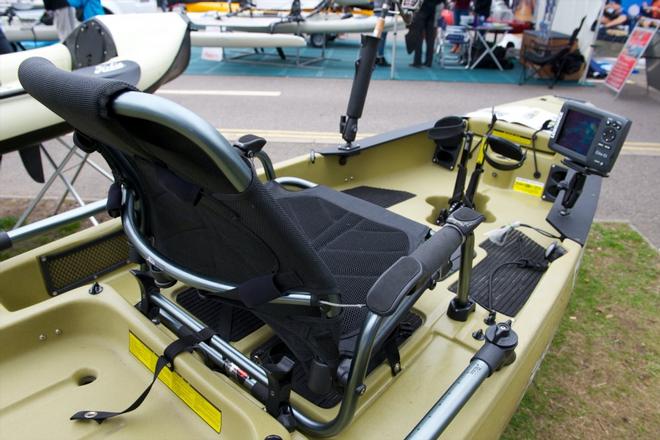 A fishing kayak on display on the Hobie Cat stand at the PSP Southampton Boat Show 2013.  © onEdition http://www.onEdition.com