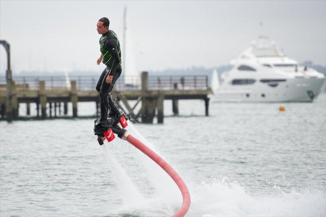 Live flyboarding demonstration during the PSP Southampton Boat Show 2013.  © onEdition http://www.onEdition.com