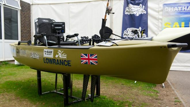 A fishing kayak on display on the Hobie Cat stand at the PSP Southampton Boat Show 2013.  © onEdition http://www.onEdition.com