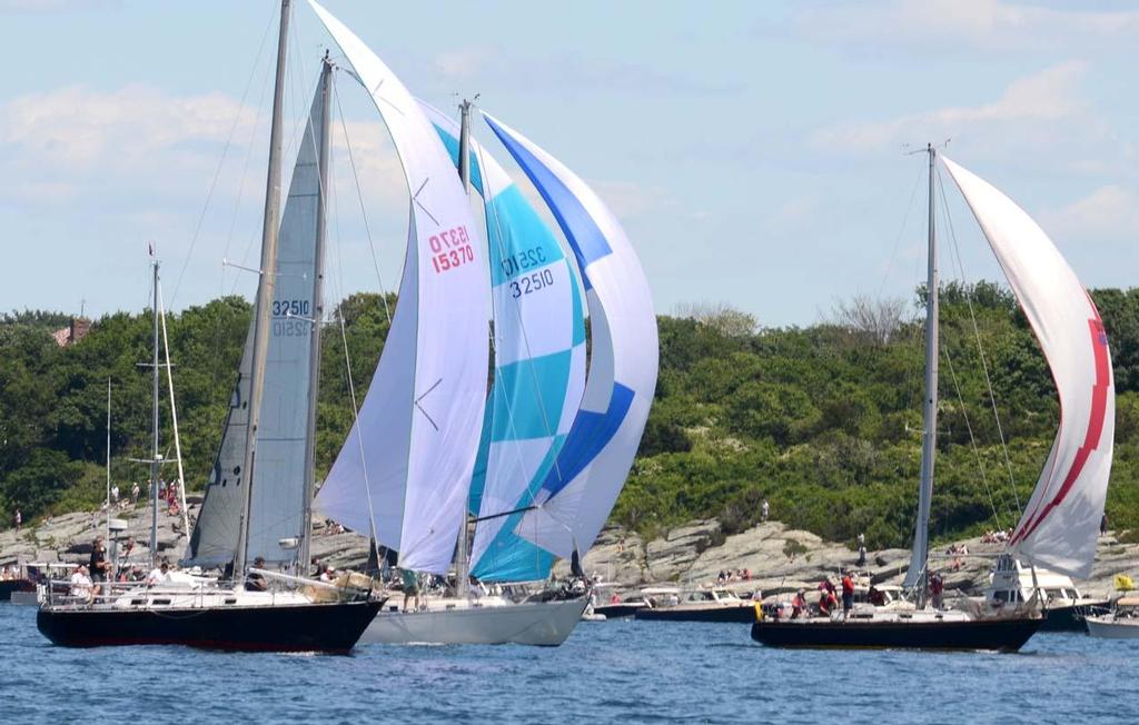 Selkie leads Elinator and Hiro Maru out of Newport . 2014 Newport Bermuda Race photo copyright  Talbot Wilson / PPL taken at  and featuring the  class