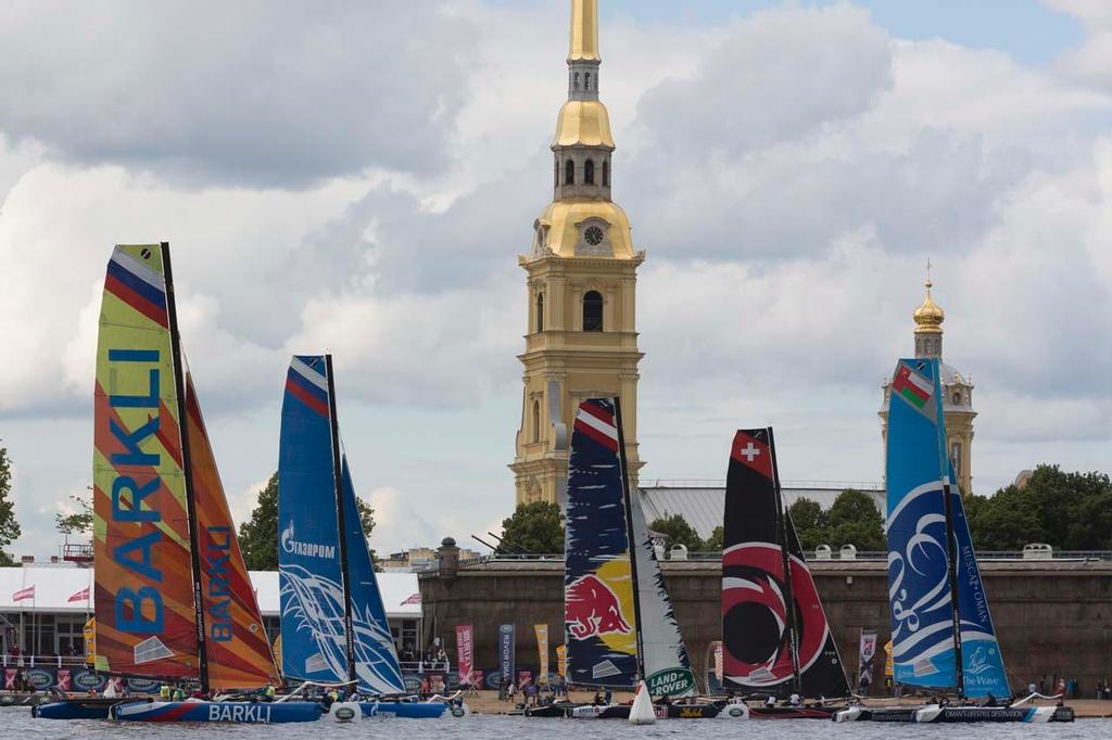 2014 Extreme Sailing Series, Act 4 - The Peter and Paul Fortress defines one side of the Stadium Racecourse photo copyright Lloyd Images/Extreme Sailing Series taken at  and featuring the  class