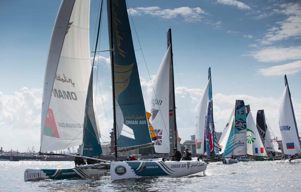 Oman Air were the biggest climbers of the day upgrading their overnight position from ninth to sixth. © Lloyd Images/Extreme Sailing Series