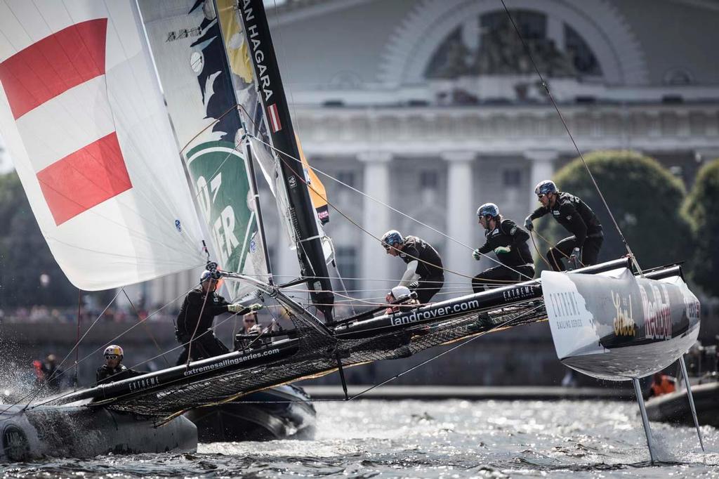 2014 Extreme Sailing Series, Act 4 - Red Bull Sailing Team fly downwind on the River Neva on the penultimate day. photo copyright Lloyd Images/Extreme Sailing Series taken at  and featuring the  class