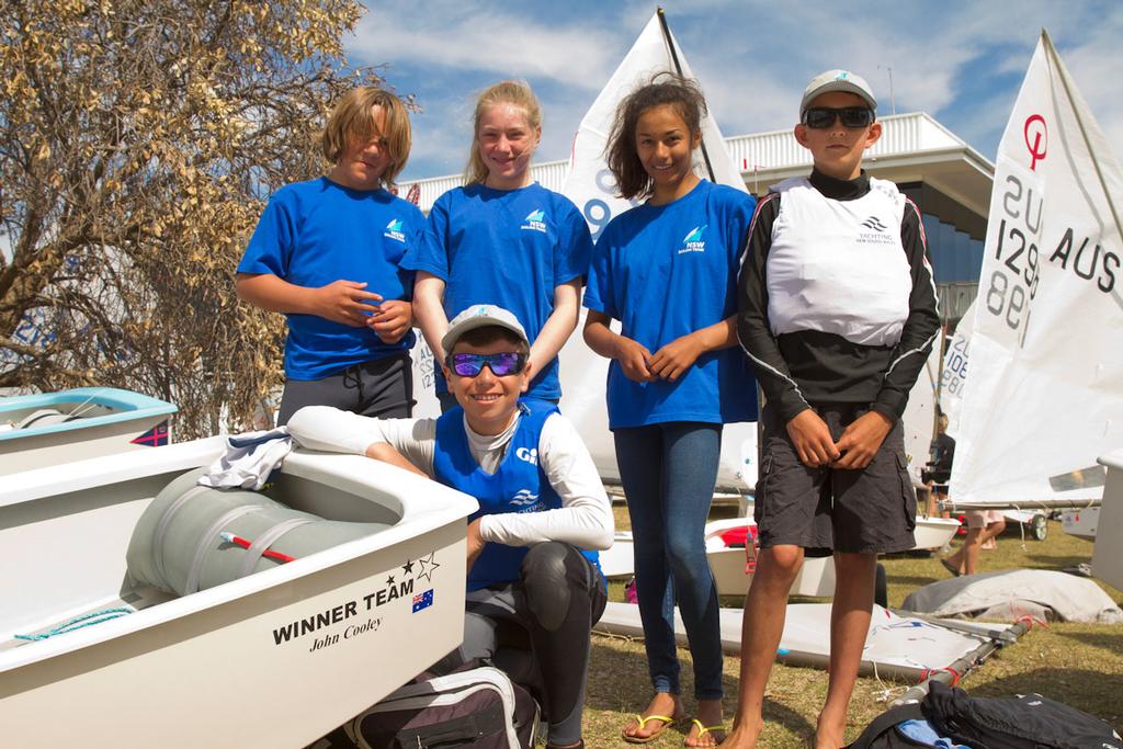 Getting the Optis ready - NSW Youth Champs 2013 - 2014 Yachting New South Wales Youth Championships. photo copyright Robin Evans taken at  and featuring the  class