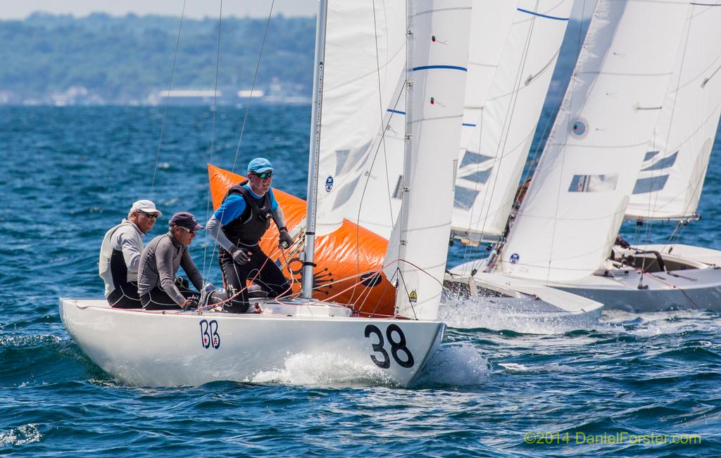 First around the first mark, last race:
7th overall: John Bertrand / Grant Simmer / Andrew Palfrey

2014 Etchells World Championship
 photo copyright Daniel Forster http://www.DanielForster.com taken at  and featuring the  class
