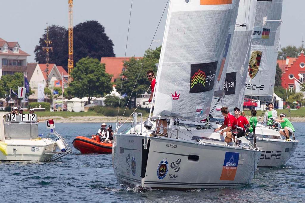 Phil Robertson holds a comfortable lead against Carsten Kemmling during their Qualifying Match at Match Race Germany photo copyright  Ian Roman / WMRT taken at  and featuring the  class