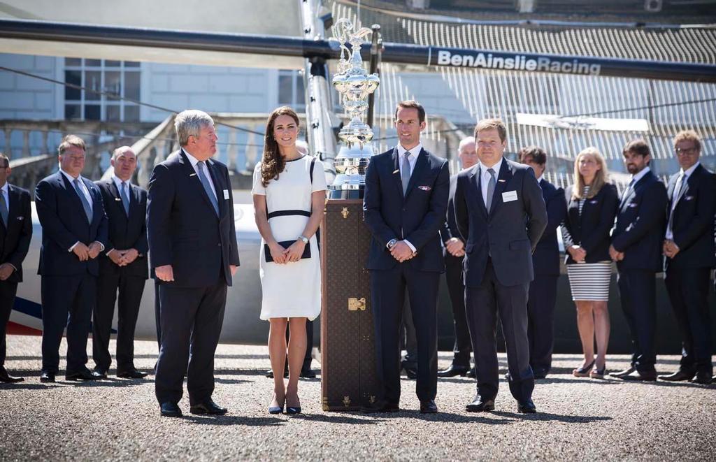 Sir Keith Mills with The Duchess of Cambridge, Sir Ben Ainslie and Sir Charles Dunstone in front of the America's Cup photo copyright Lloyd Images taken at  and featuring the  class