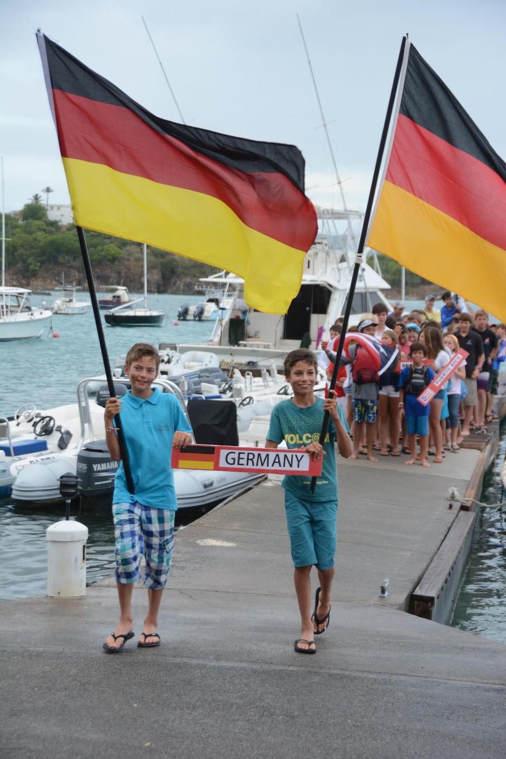 Leonardo Honold and Jonathan Steidle from Germany, in the Parade of Nations. International Optimist Regatta photo copyright Dean Barnes taken at  and featuring the  class