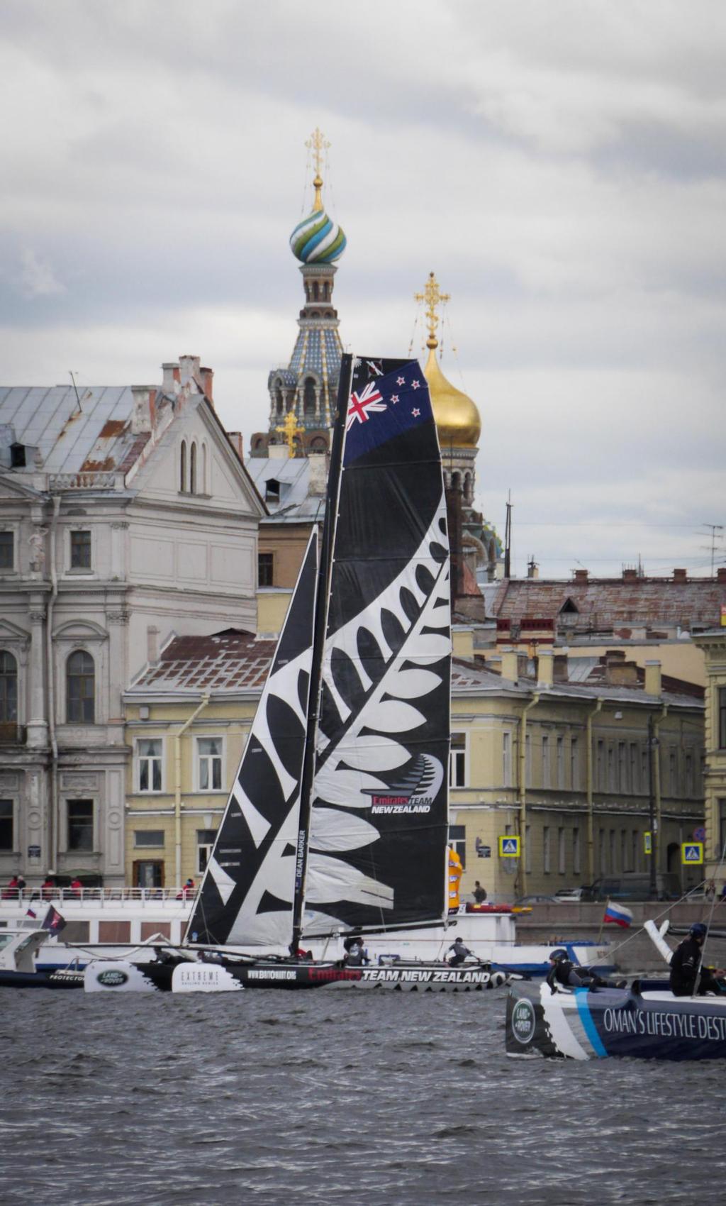 Emirates Team New Zealand competes in Act 4 of the Extreme Sailing Series in St Petersburg, Russia photo copyright Hamish Hooper/Emirates Team NZ http://www.etnzblog.com taken at  and featuring the  class