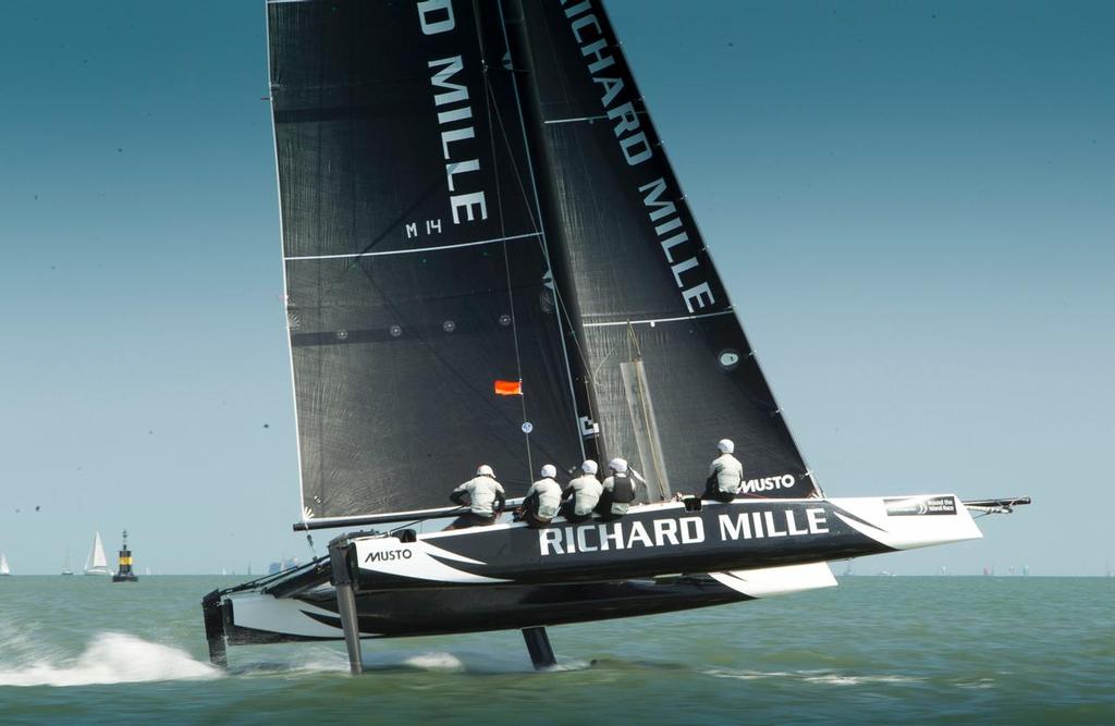 Richard Mille, the all British sailing team managed by Pete Cumming was today the first boat to cross the line on at the JP Morgan Asset Management Round the Island Race 2014. © Th.Martinez/onEdition