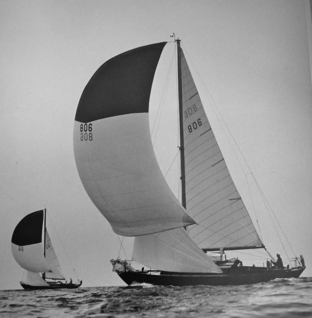 Shearwater, skippered by Tom Young, led the USA Onion Patch team to victory in 1964, the inaugural Onion Patch Series. © Courtesy the Young Family