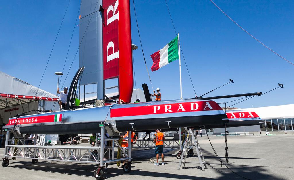 Luna Rossa Piranha at the team's base in Cagliari, Italy photo copyright Luna Rossa Challenge 2013 http://www.lunarossachallenge.com/ taken at  and featuring the  class