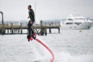 Live flyboarding demonstration during the PSP Southampton Boat Show 2013. - PSP Southampton Boat Show 2014 photo copyright onEdition http://www.onEdition.com taken at  and featuring the  class