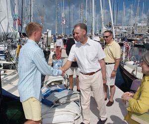 Governor  George Fergusson also caught up with crew members from the US Navy Acadamy yacht Constellation.. photo copyright Barry Pickthall / PPL taken at  and featuring the  class