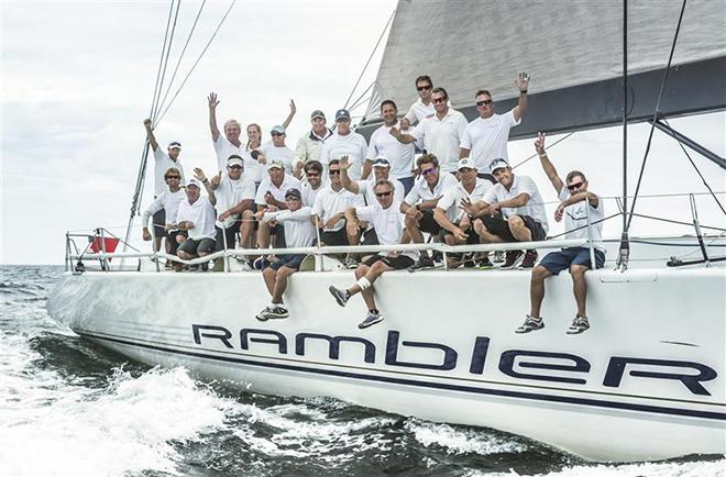 The Rambler team celebrating the end of an era at Race Week, which is the final event before owner/driver George David retires the boat. ©  Rolex/Daniel Forster http://www.regattanews.com
