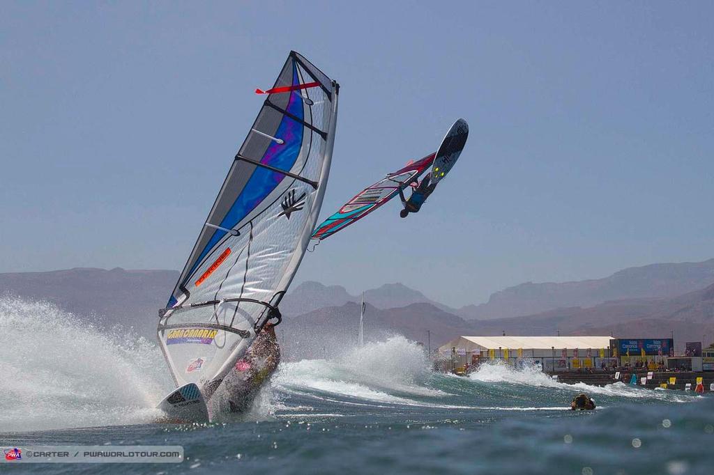 Landing and launching - 2014 PWA Pozo World Cup / Gran Canaria Wind and Waves Festival photo copyright  Carter/pwaworldtour.com http://www.pwaworldtour.com/ taken at  and featuring the  class