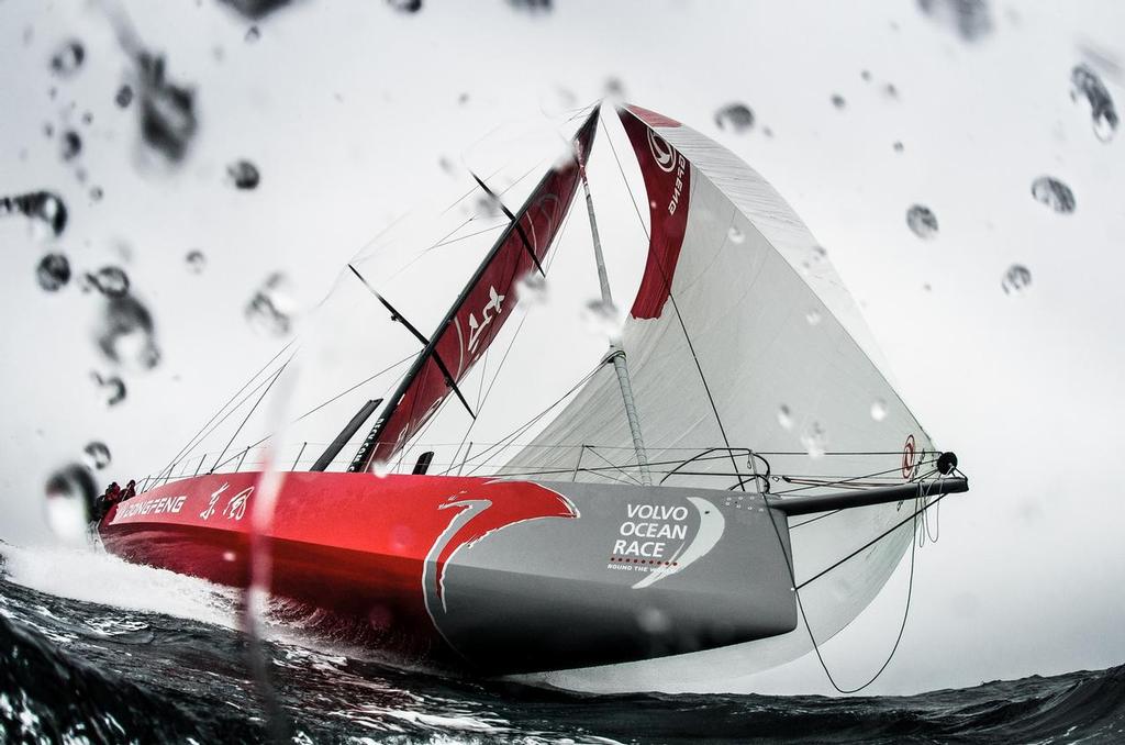 16 Feb 2014 Dongfeng Race Team trains on Hong Kong waters ahead the 2014-15 Volvo Ocean Race in Hong Kong, China. photo copyright Volvo Ocean Race http://www.volvooceanrace.com taken at  and featuring the  class