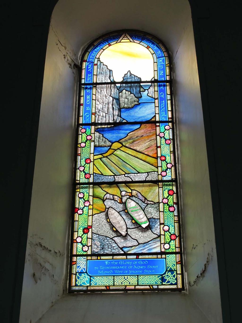 Northern Scotland Voyage to Orkney and Shetland Isles - Stained glass window with boats above in Fair Isle church photo copyright Paul and Sheryl Shard http://www.distantshores.ca/ taken at  and featuring the  class
