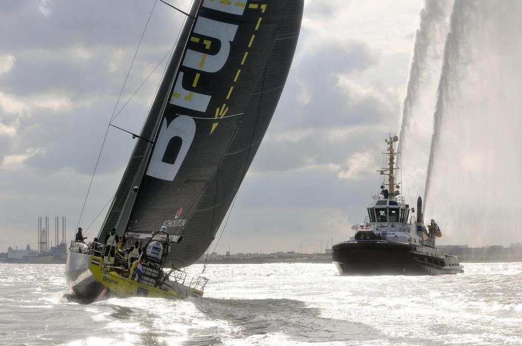 13 May 2014. Team Brunel arrived home in The Netherlands after sailing from Lanzarote - the Dutch team received a warm welcome in the port of IJmuiden. photo copyright Volvo Ocean Race http://www.volvooceanrace.com taken at  and featuring the  class