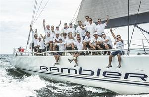 The Rambler team celebrating the end of an era at Race Week, which is the final event before owner/driver George David retires the boat. photo copyright  Rolex/Daniel Forster http://www.regattanews.com taken at  and featuring the  class