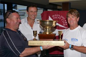 Sydney Mooloolaba Yacht Race 2014, MYC's Gary Schulz, MHYC's John McCuaig and line honours champion Sean Langman.  - Sydney to Mooloolaba Yacht Race 2014 photo copyright Mike Kenyon http://kenyonsportsphotos.com.au/ taken at  and featuring the  class