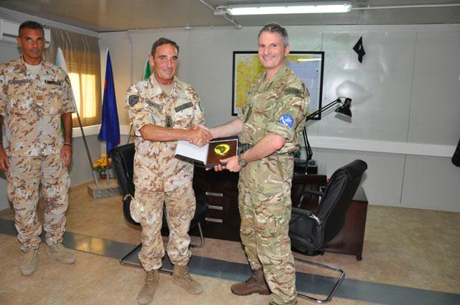 Operation Commander Major General Martin Smith's first visit was the Italian Military Support Base in Djibouti, where he was a given a short introduction by the Deputy Commander Lieutenant Colonel Giorgio Pantarelli Antarelli and the Task Force Air Commander, Colonel Giampaolo Schiavo. © EU Naval Force Media and Public Information Office http://eunavfor.eu/