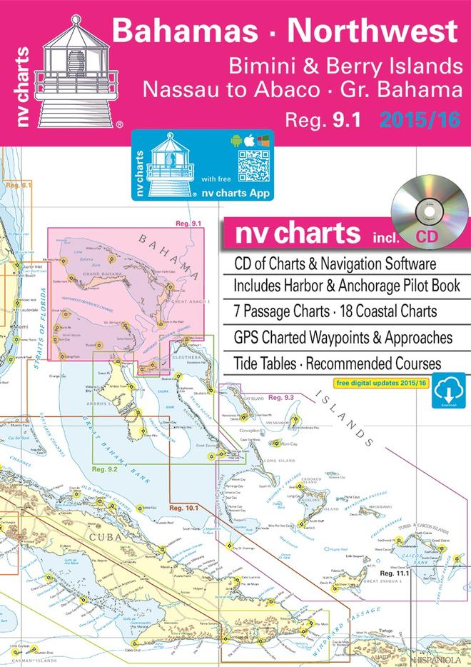 nv charts releases new Bahamas Northwest Chart Set update for 2015-16, including free mobile app and compact format. © nv charts