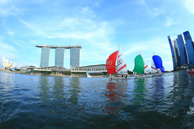 Racing behind Marine Bay skyline - 3rd Asia Pacific Student Cup back at the Marina Bay, Singapore © Howie Choo