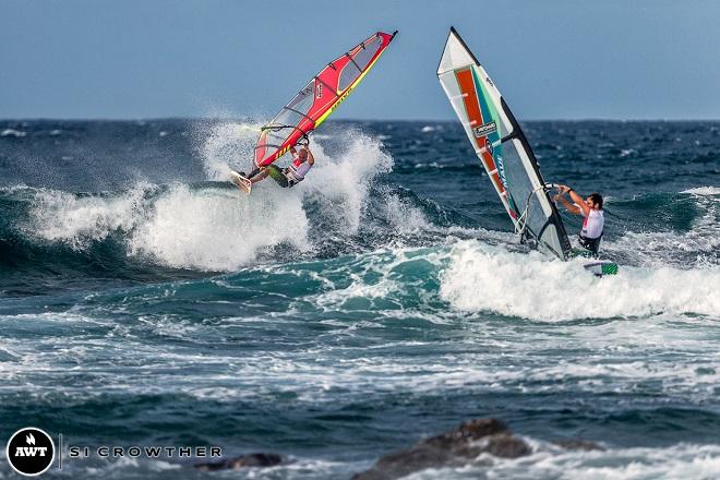 Damien Girardin who won heat 12, taking down Baja legend Joey Sanchez, who was a strong favorite going into this event. We’ll have to wait to see if he manages to battle through Round #4! - Amateur bracket of the AWT Severne Starboard Aloha Classic 2014 © Si Crowther / AWT http://americanwindsurfingtour.com/
