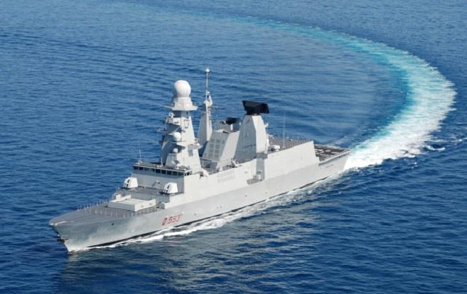 Italian Navy destroyer, ITS Andrea Doria - EU Naval Force Flagship ITS Doria and Frigate ESPA Navarra assist Yacht in distress in Gulf of Aden © EUNAVFOR 2014
