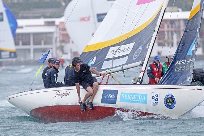 Wet conditions for Artemis Racing - Argo Group Gold Cup, stage six of the Alpari World Match Racing Tour 2014. © Charles Anderson /Argo Group Gold Cup