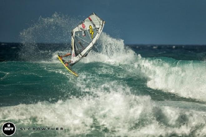 Morgan Noireaux with one of his unbeatable waves - American Windsurfing Tour - 2014 Severne Starboard Aloha Classic - PWA single elimination.  © Si Crowther / AWT http://americanwindsurfingtour.com/